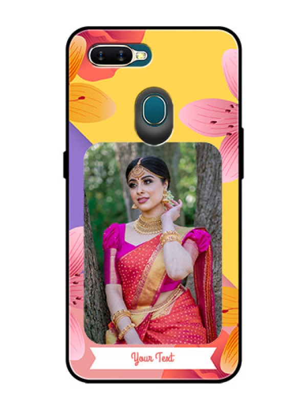 Custom Oppo A7 Custom Glass Mobile Case  - 3 Image With Vintage Floral Design
