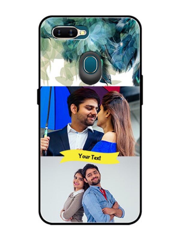 Custom Oppo A7 Personalized Glass Phone Case  - Image with Boho Peacock Feather Design