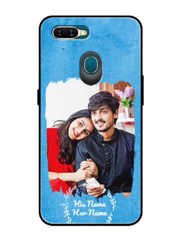Custom Oppo A7 Custom Glass Phone Case - Blue Color Vintage Design