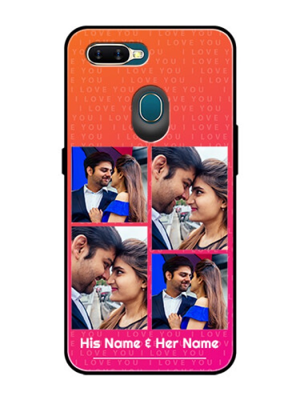 Custom Oppo A7 Custom Glass Phone Case  - I Love You Pink Design