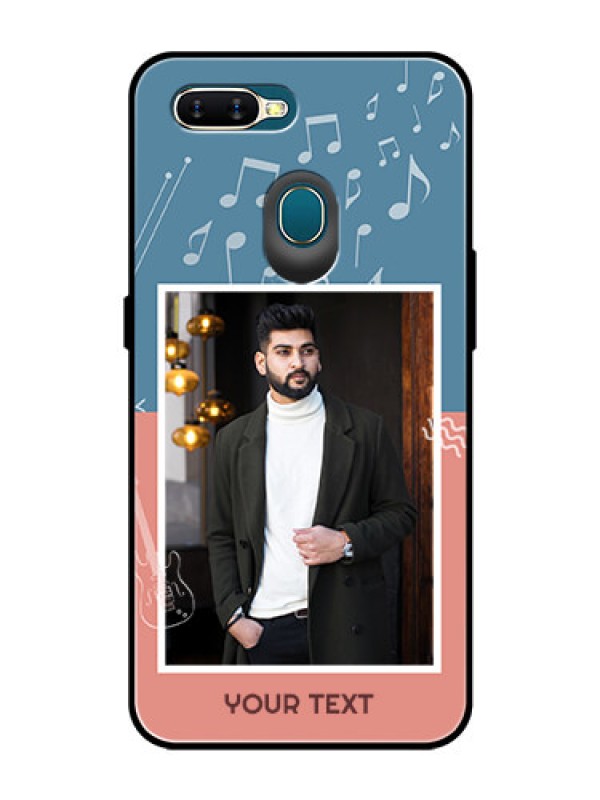 Custom Oppo A7 Photo Printing on Glass Case  - with Color Musical Note Design