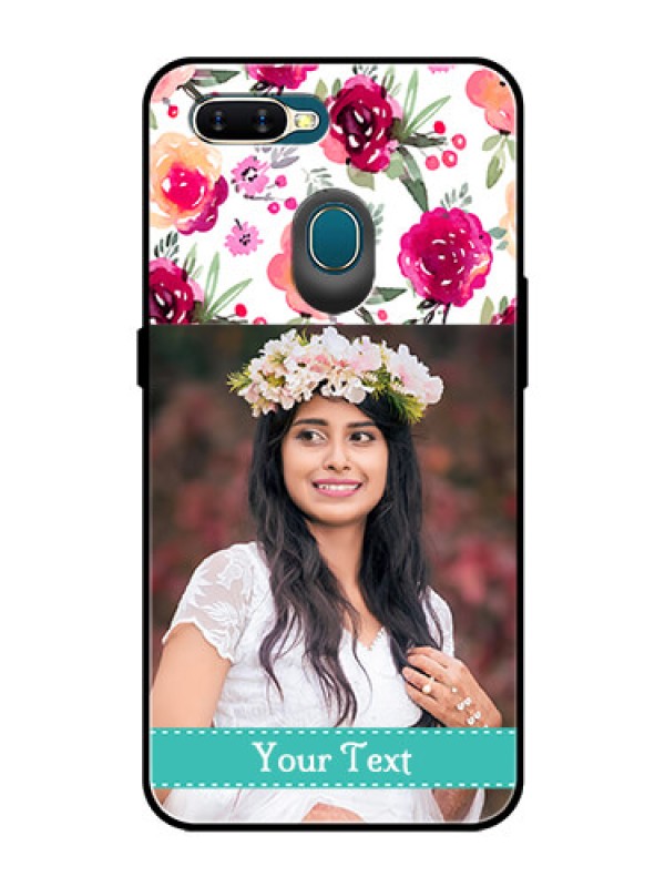Custom Oppo A7 Custom Glass Phone Case  - Watercolor Floral Design