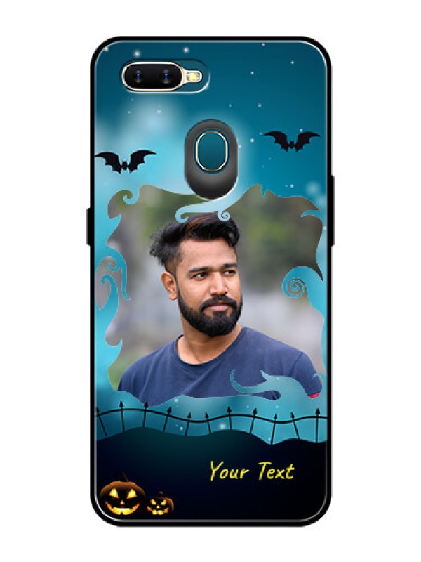 Custom Oppo A7 Custom Glass Phone Case  - Halloween frame design