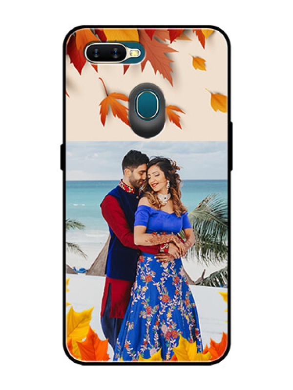 Custom Oppo A7 Photo Printing on Glass Case  - Autumn Maple Leaves Design