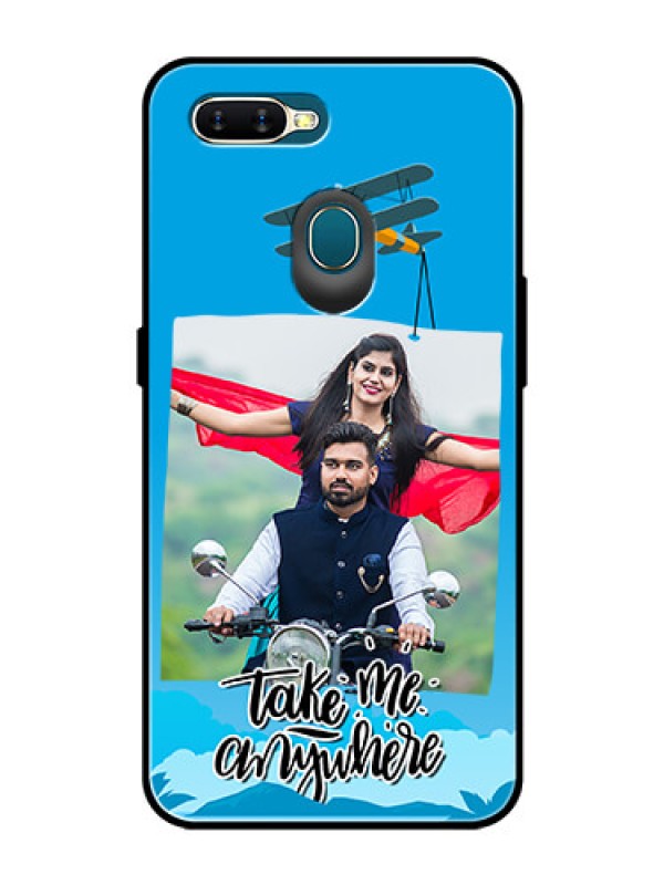 Custom Oppo A7 Custom Glass Mobile Case  - Traveller Design 