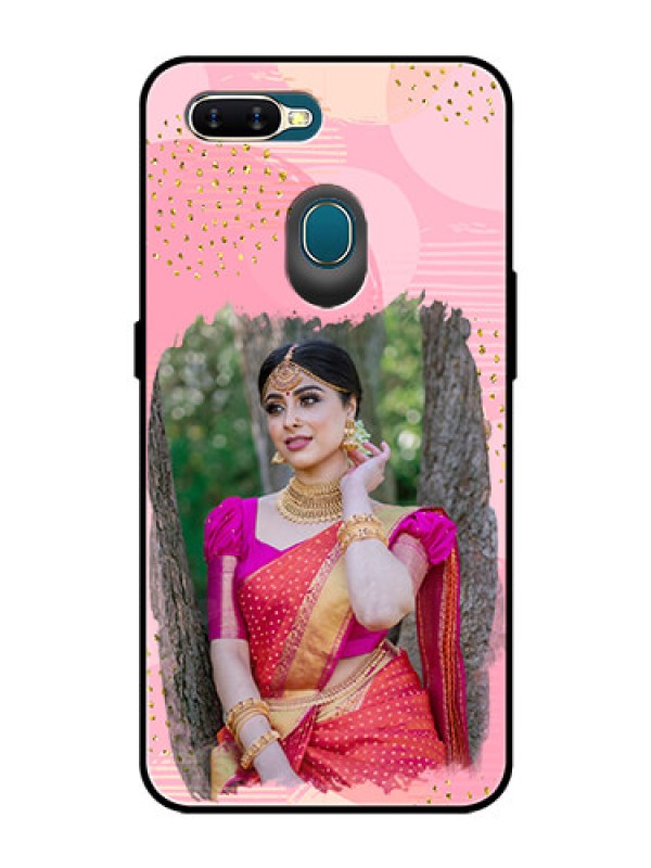 Custom Oppo A7 Personalized Glass Phone Case  - Gold Glitter Splash Design