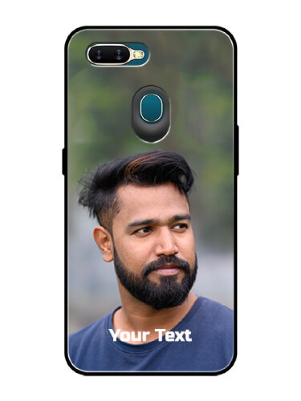 Custom Oppo A7 Glass Mobile Cover: Photo with Text