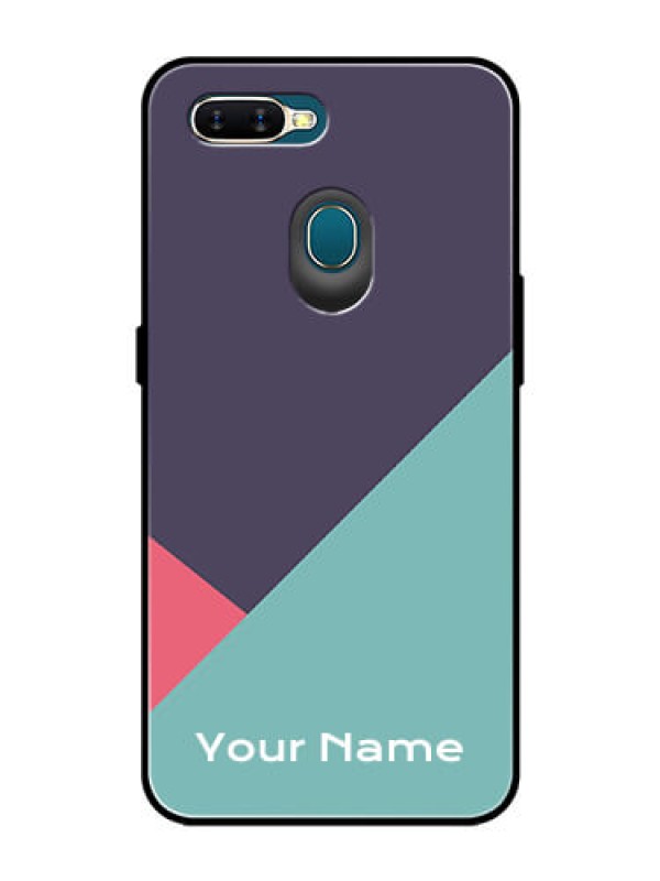 Custom Oppo A7 Custom Glass Mobile Case - Tri Color abstract Design