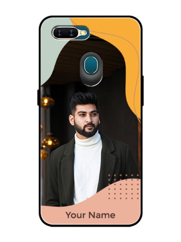 Custom Oppo A7 Personalized Glass Phone Case - Tri-coloured overlay design