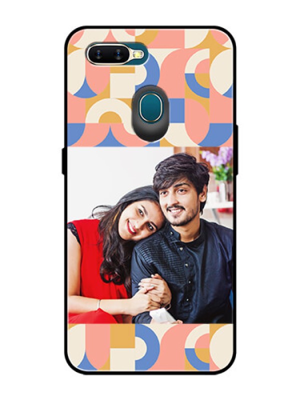 Custom Oppo A7 Photo Printing on Glass Case - Semi-circle Maze Pattern Design
