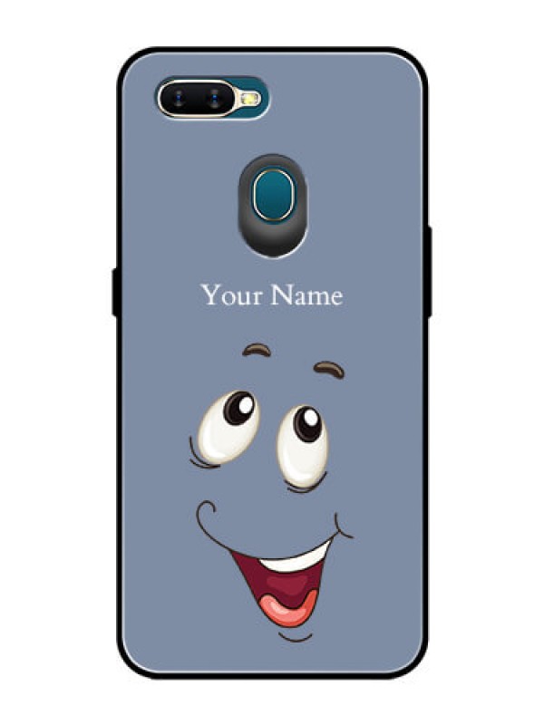 Custom Oppo A7 Photo Printing on Glass Case - Laughing Cartoon Face Design