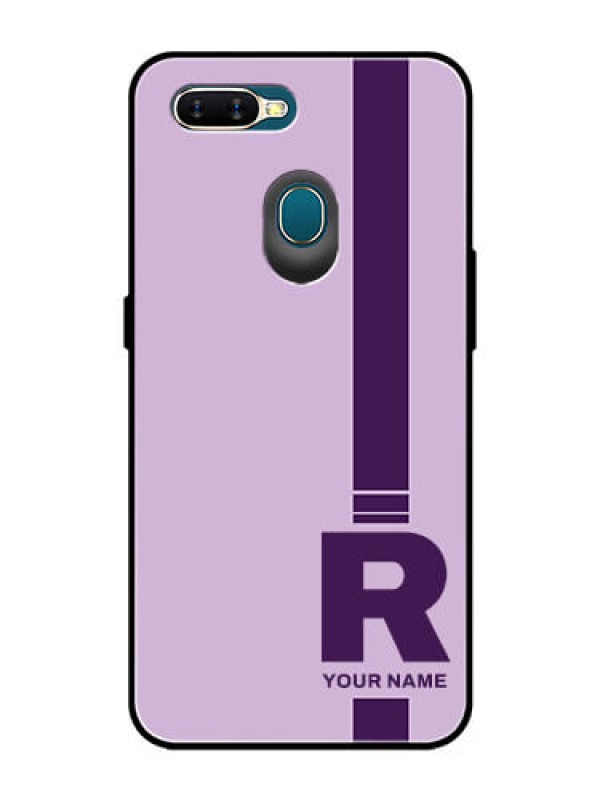 Custom Oppo A7 Photo Printing on Glass Case - Simple dual tone stripe with name Design