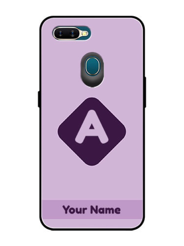Custom Oppo A7 Custom Glass Mobile Case - Custom Letter in curved badge Design