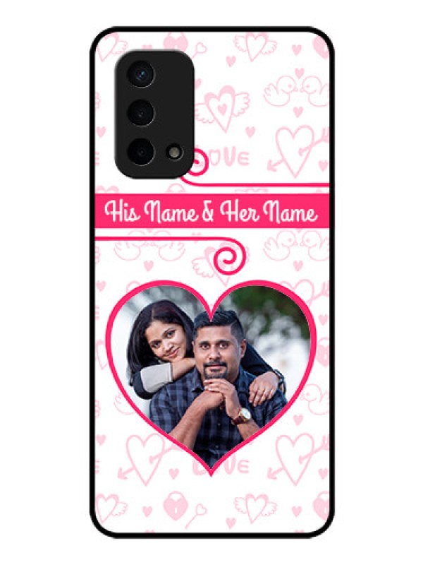 Custom Oppo A74 5G Personalized Glass Phone Case - Heart Shape Love Design
