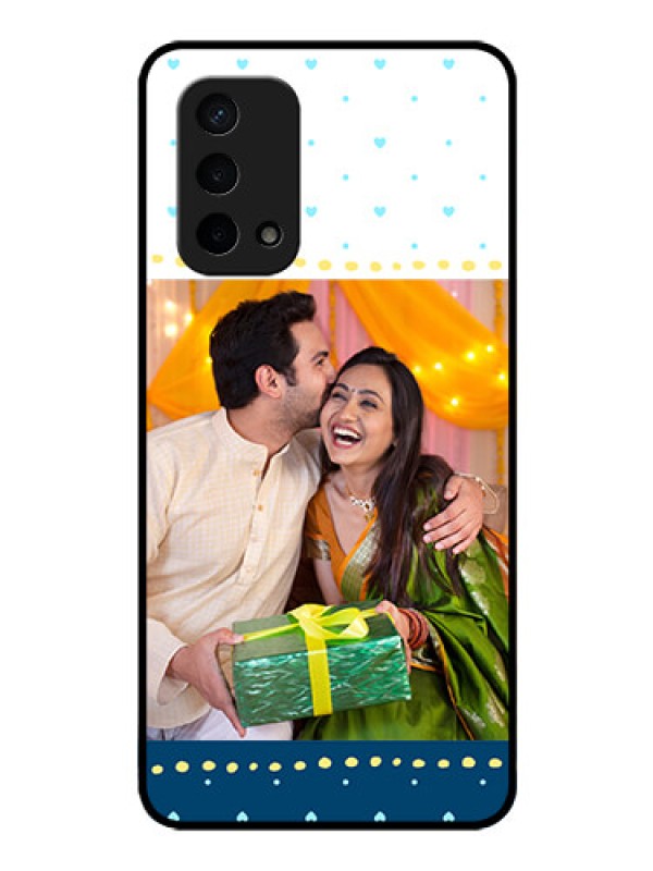 Custom Oppo A74 5G Personalized Glass Phone Case - White and Blue Abstract Design