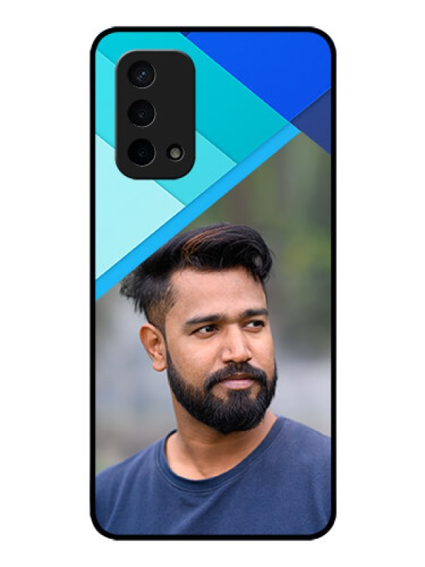 Custom Oppo A74 5G Custom Glass Phone Case - Blue Pattern Design