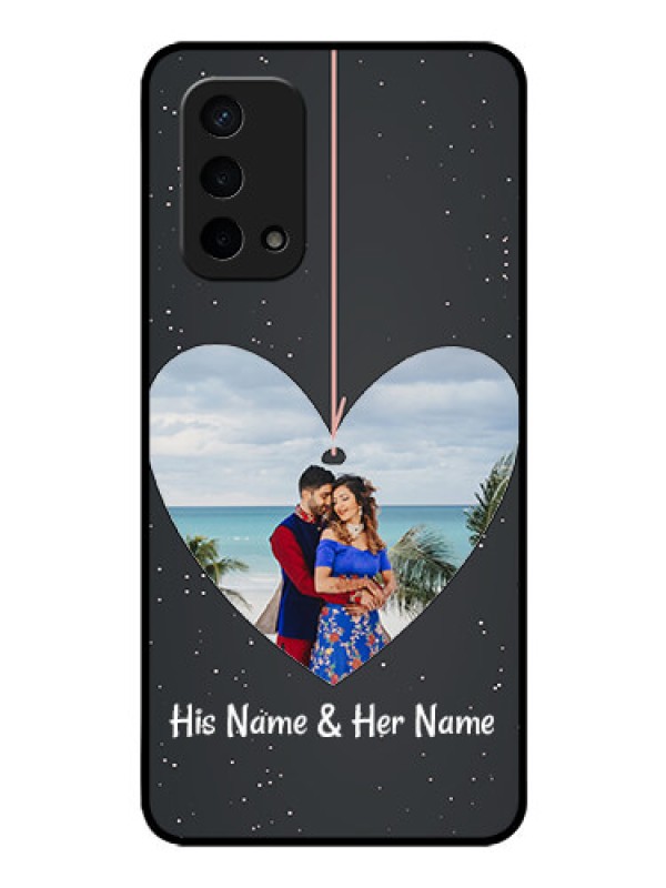 Custom Oppo A74 5G Custom Glass Phone Case - Hanging Heart Design