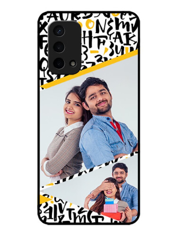 Custom Oppo A74 5G Custom Glass Mobile Case - Letters Pattern Design