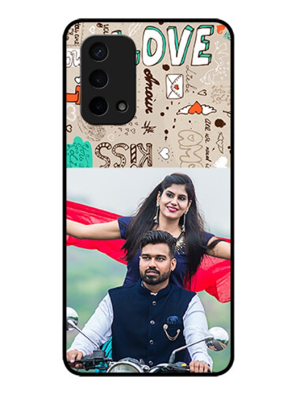 Custom Oppo A74 5G Custom Glass Phone Case - Love Doodle Pattern