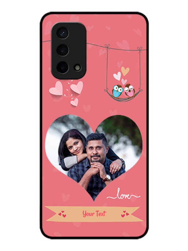 Custom Oppo A74 5G Personalized Glass Phone Case - Peach Color Love Design
