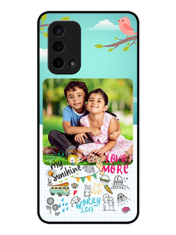 Custom Oppo A74 5G Photo Printing on Glass Case - Doodle love Design