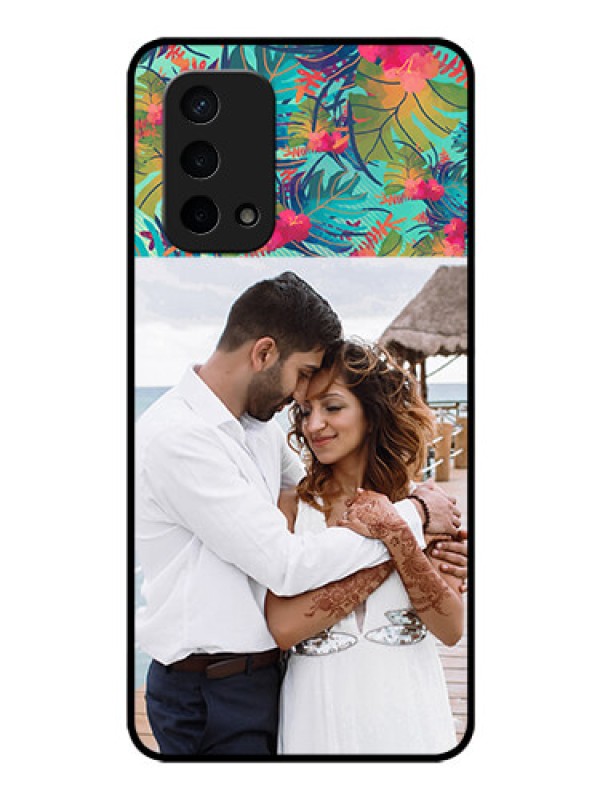 Custom Oppo A74 5G Photo Printing on Glass Case - Watercolor Floral Design