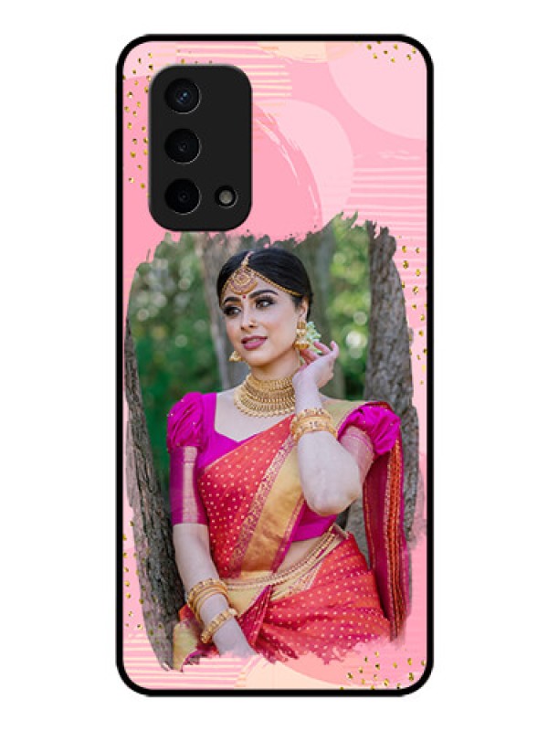 Custom Oppo A74 5G Personalized Glass Phone Case - Gold Glitter Splash Design