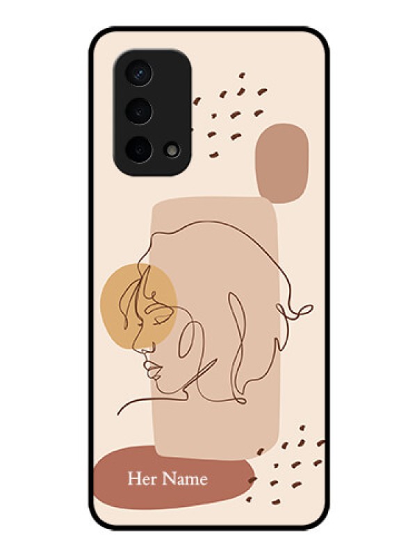 Custom Oppo A74 5G Photo Printing on Glass Case - Calm Woman line art Design