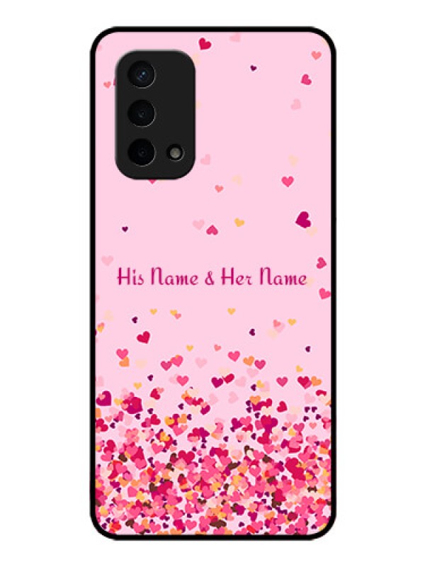 Custom Oppo A74 5G Photo Printing on Glass Case - Floating Hearts Design