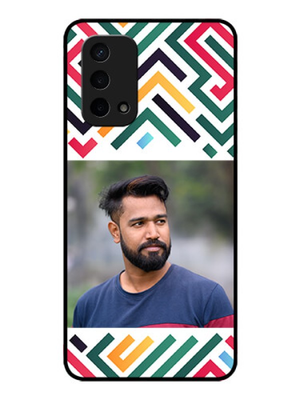 Custom Oppo A74 5G Personalized Glass Phone Case - Colorful Maze Pattern Design