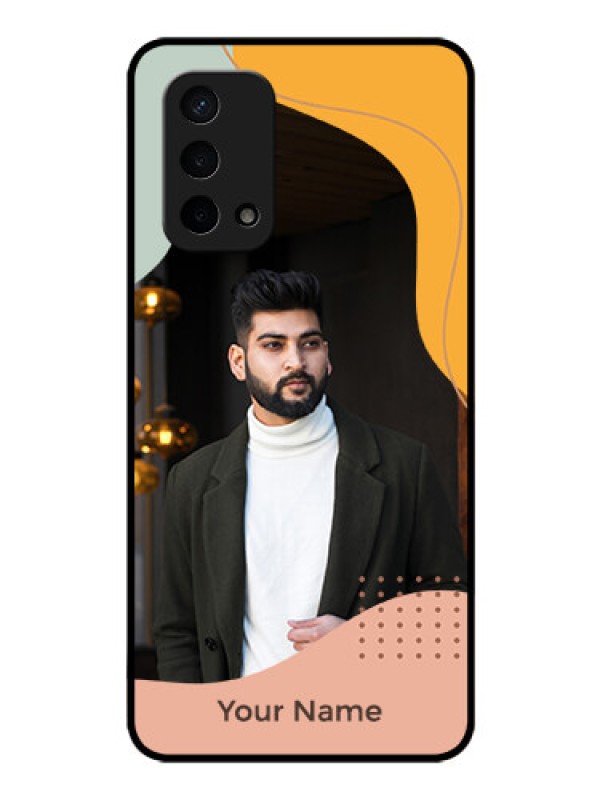 Custom Oppo A74 5G Personalized Glass Phone Case - Tri-coloured overlay design