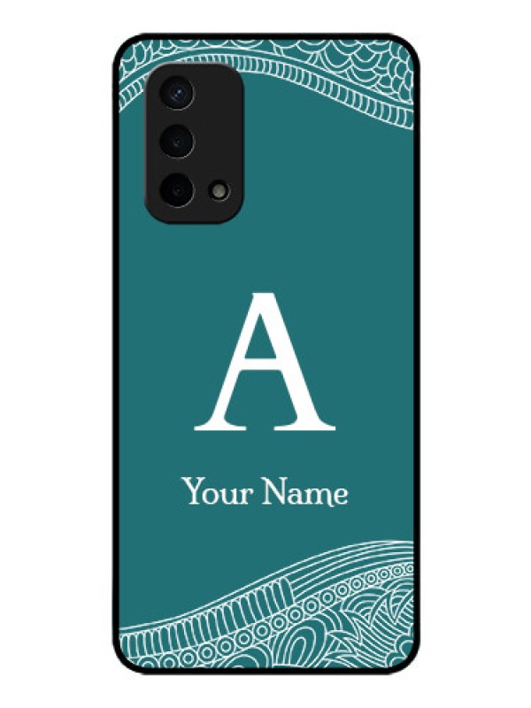 Custom Oppo A74 5G Personalized Glass Phone Case - line art pattern with custom name Design