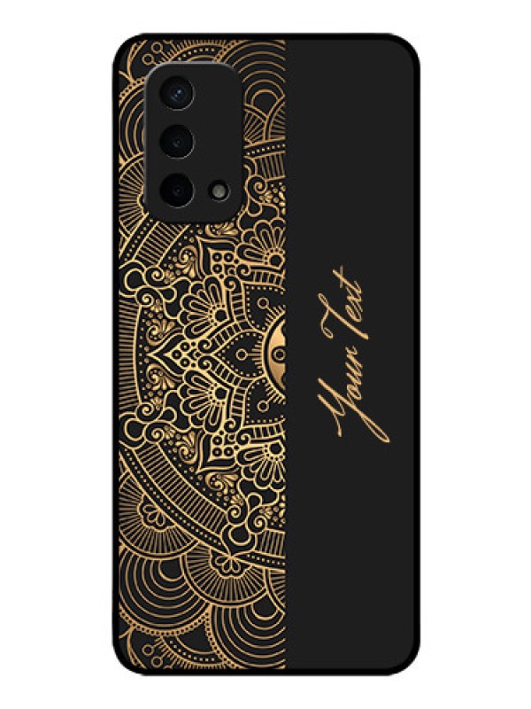 Custom Oppo A74 5G Photo Printing on Glass Case - Mandala art with custom text Design