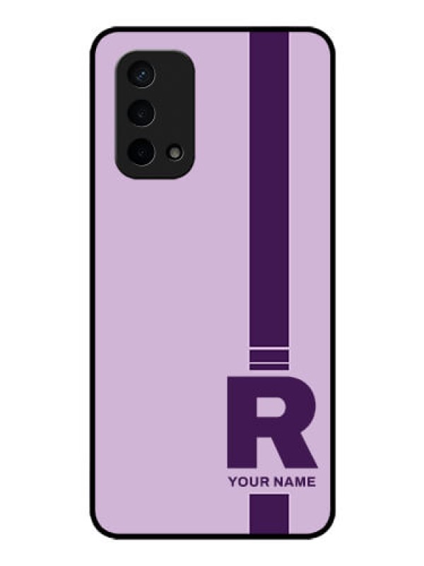 Custom Oppo A74 5G Photo Printing on Glass Case - Simple dual tone stripe with name Design