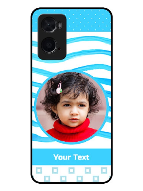 Custom Oppo A76 Custom Glass Phone Case - Simple Blue Case Design