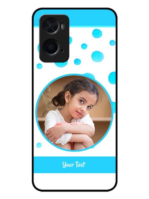 Custom Oppo A76 Photo Printing on Glass Case - Blue Bubbles Pattern Design