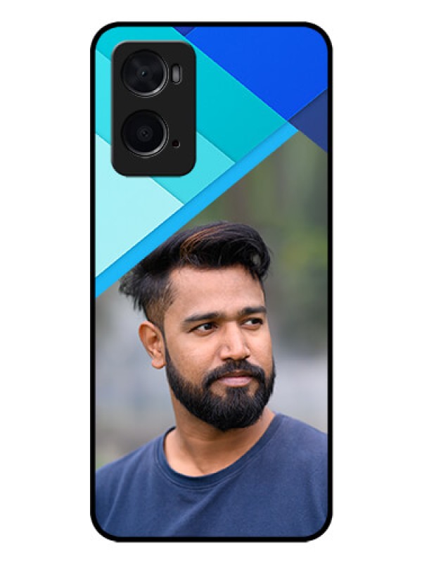 Custom Oppo A76 Custom Glass Phone Case - Blue Pattern Design
