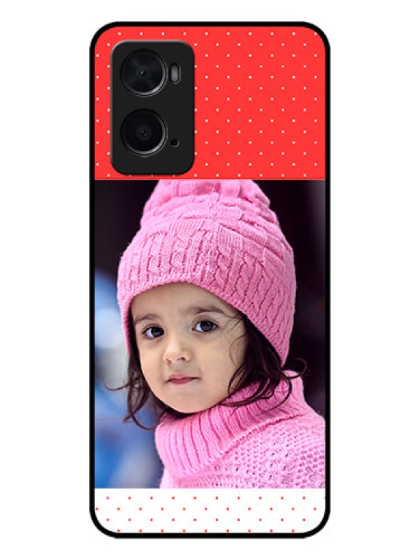 Custom Oppo A76 Photo Printing on Glass Case - Red Pattern Design