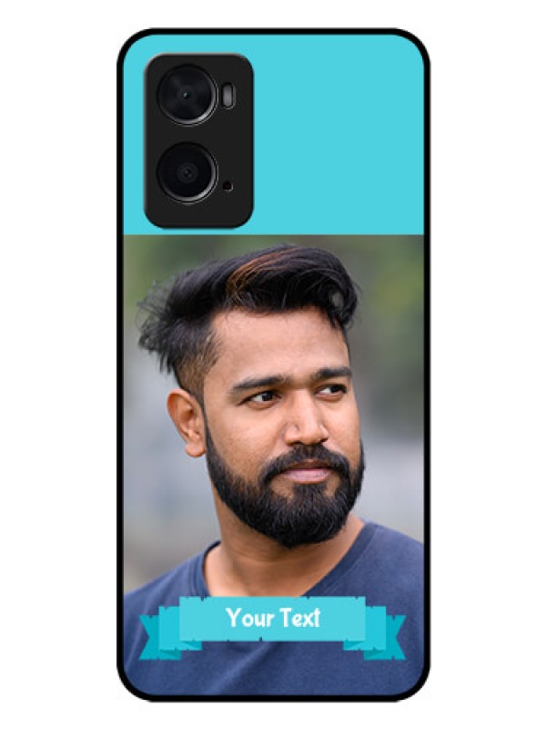 Custom Oppo A76 Personalized Glass Phone Case - Simple Blue Color Design