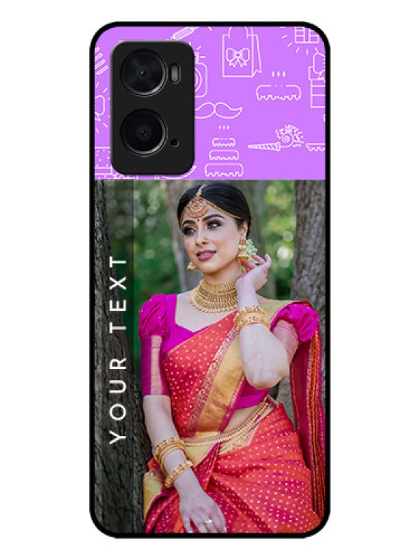 Custom Oppo A76 Custom Glass Mobile Case - Birthday Icons Design