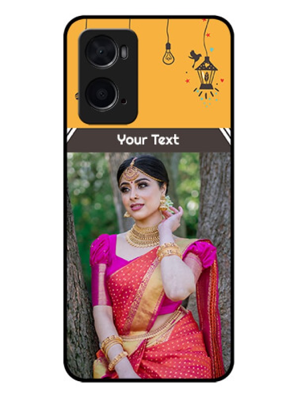 Custom Oppo A76 Custom Glass Mobile Case - with Family Picture and Icons
