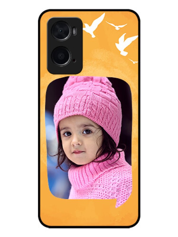 Custom Oppo A76 Personalized Glass Phone Case - Water Color Design with Bird Icons