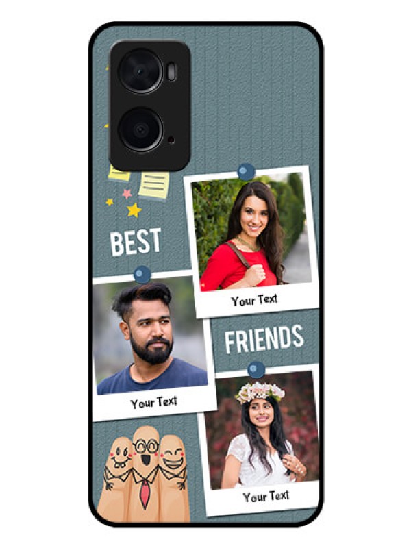 Custom Oppo A76 Personalized Glass Phone Case - Sticky Frames and Friendship Design