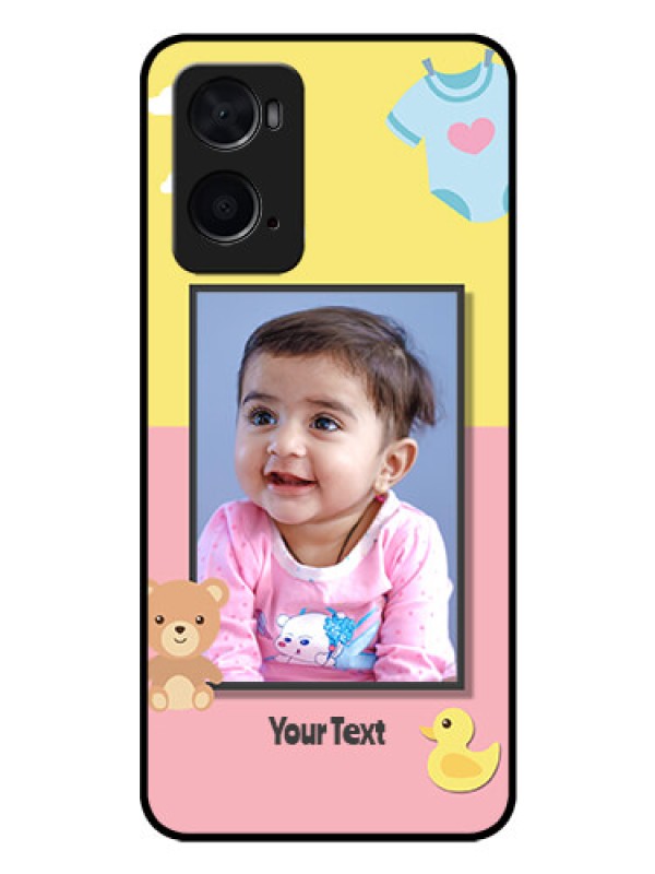 Custom Oppo A76 Photo Printing on Glass Case - Kids 2 Color Design