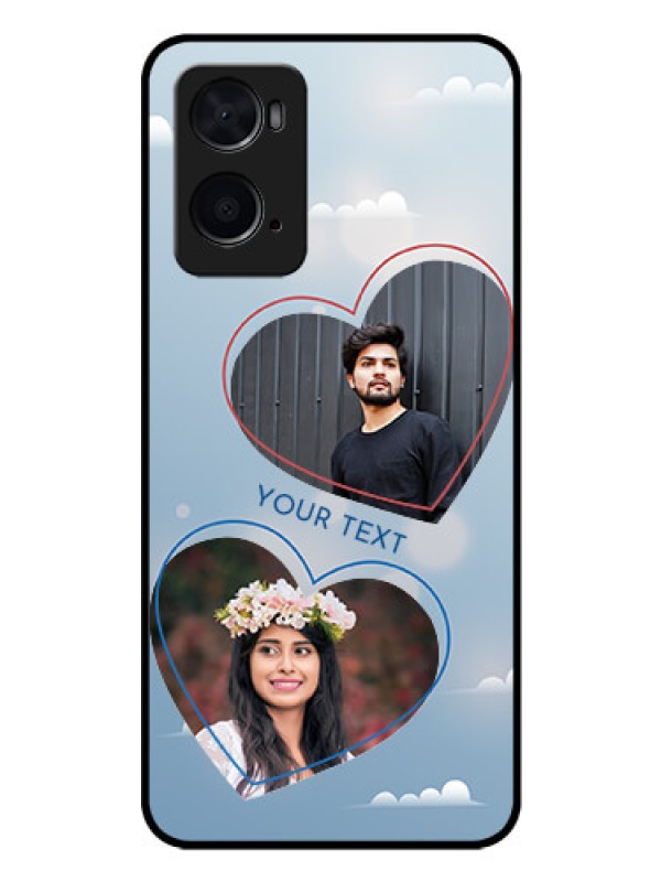Custom Oppo A76 Custom Glass Mobile Case - Blue Color Couple Design