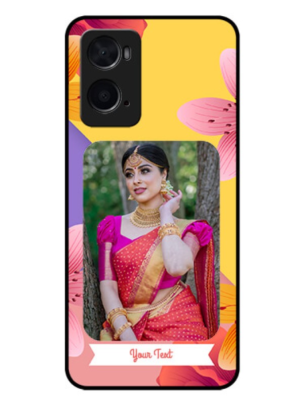Custom Oppo A76 Custom Glass Mobile Case - 3 Image With Vintage Floral Design