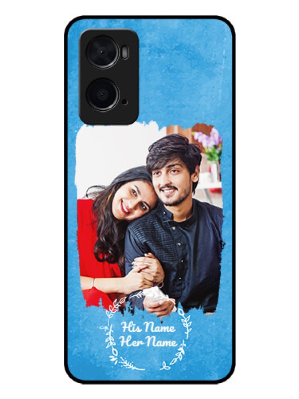 Custom Oppo A76 Custom Glass Phone Case - Blue Color Vintage Design