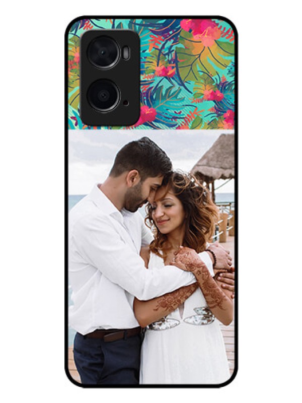 Custom Oppo A76 Photo Printing on Glass Case - Watercolor Floral Design