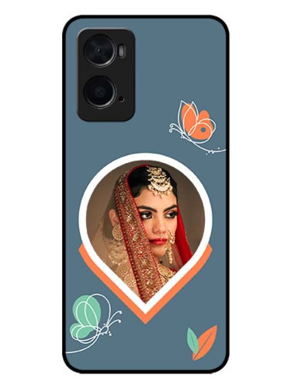 Custom Oppo A76 Custom Glass Mobile Case - Droplet Butterflies Design