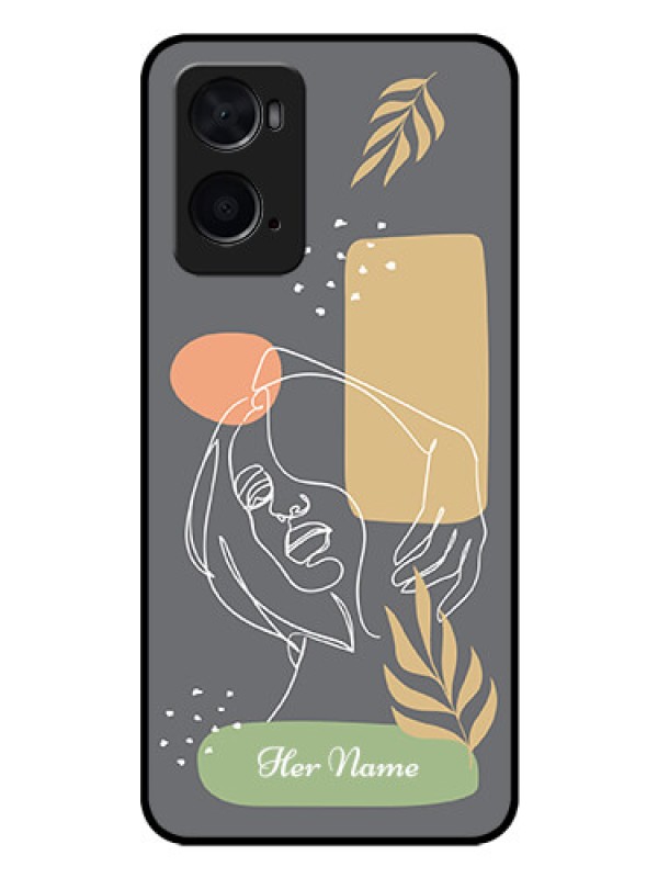 Custom Oppo A76 Custom Glass Phone Case - Gazing Woman line art Design